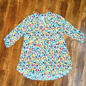 Honeyme Spring Floral Tunic Top EUC